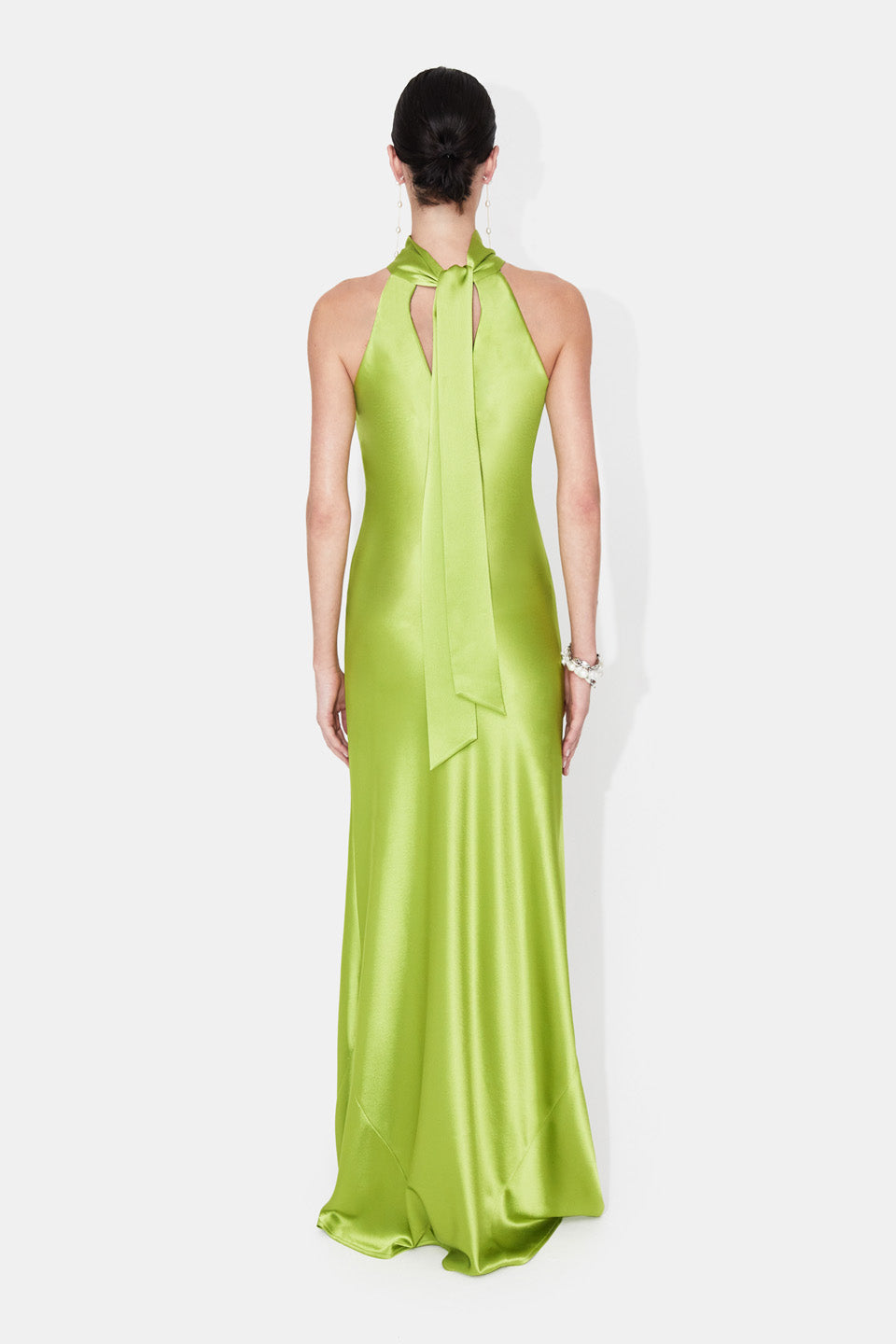 Satin Sienna Dress - Lime Leaf