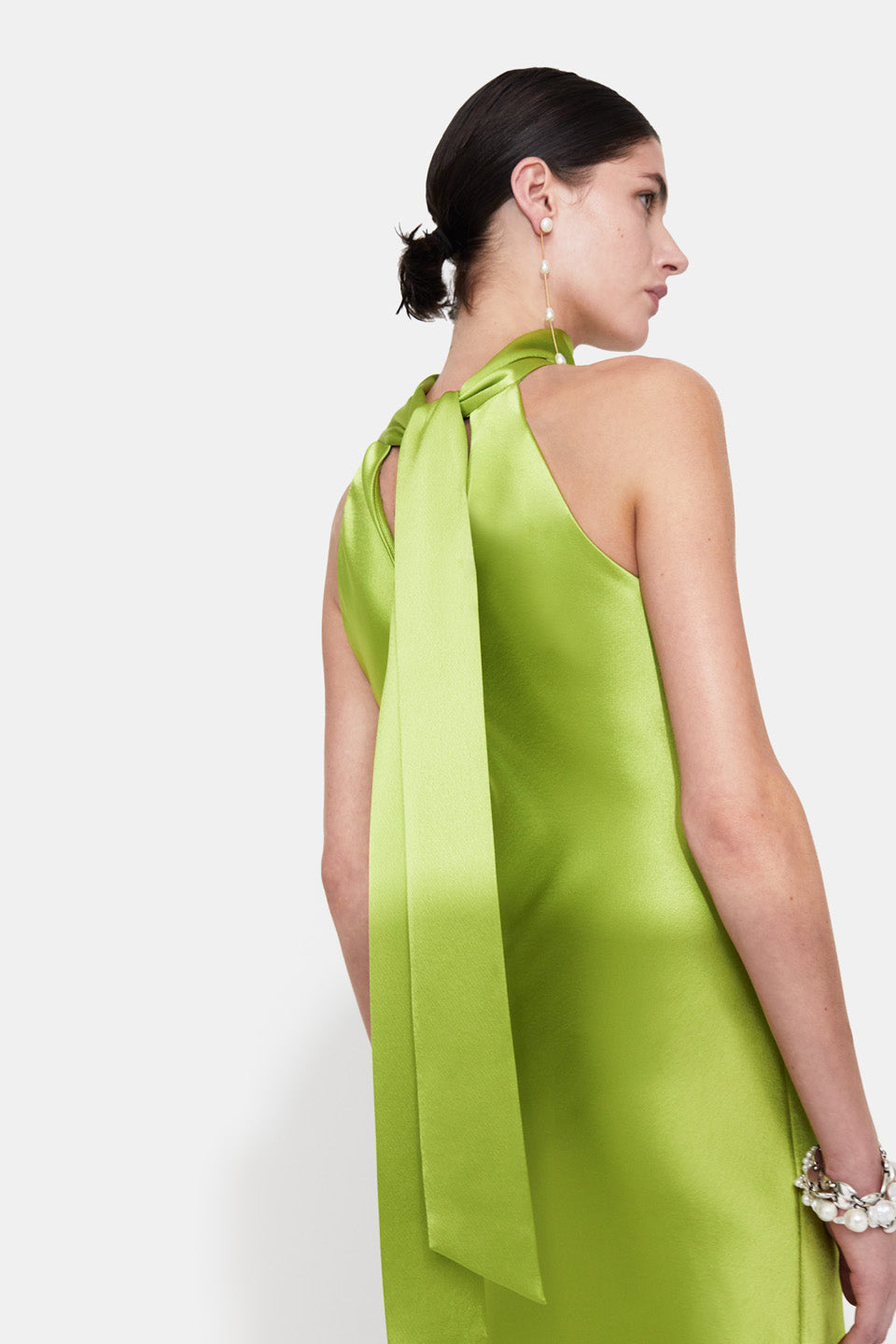 Satin Sienna Dress - Lime Leaf