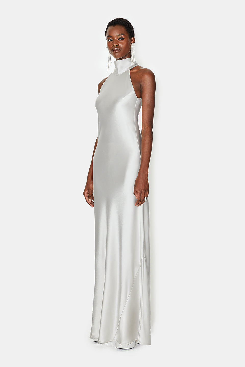 Satin Sienna Dress - Platinum