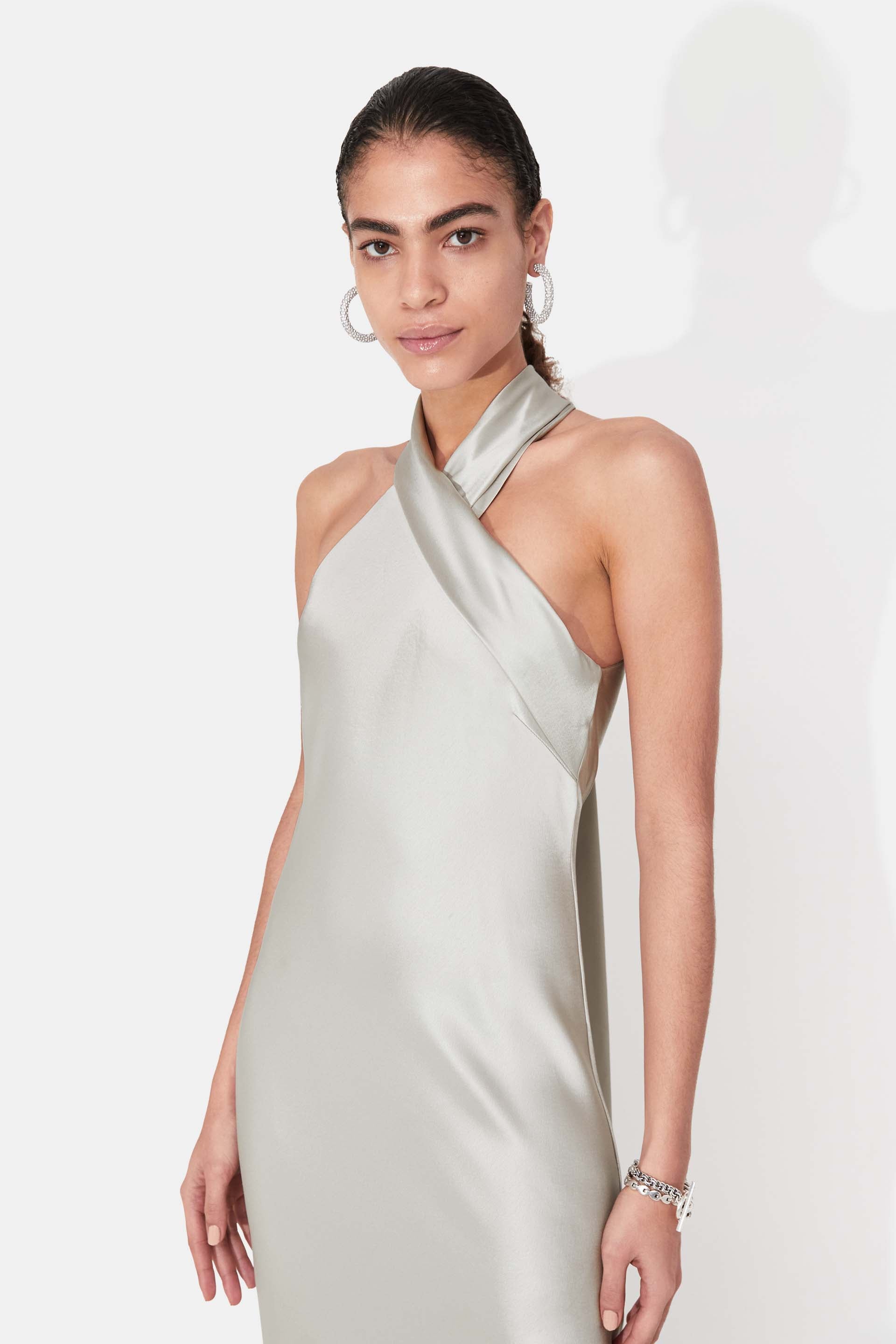 Satin Pandora Dress - Platinum
