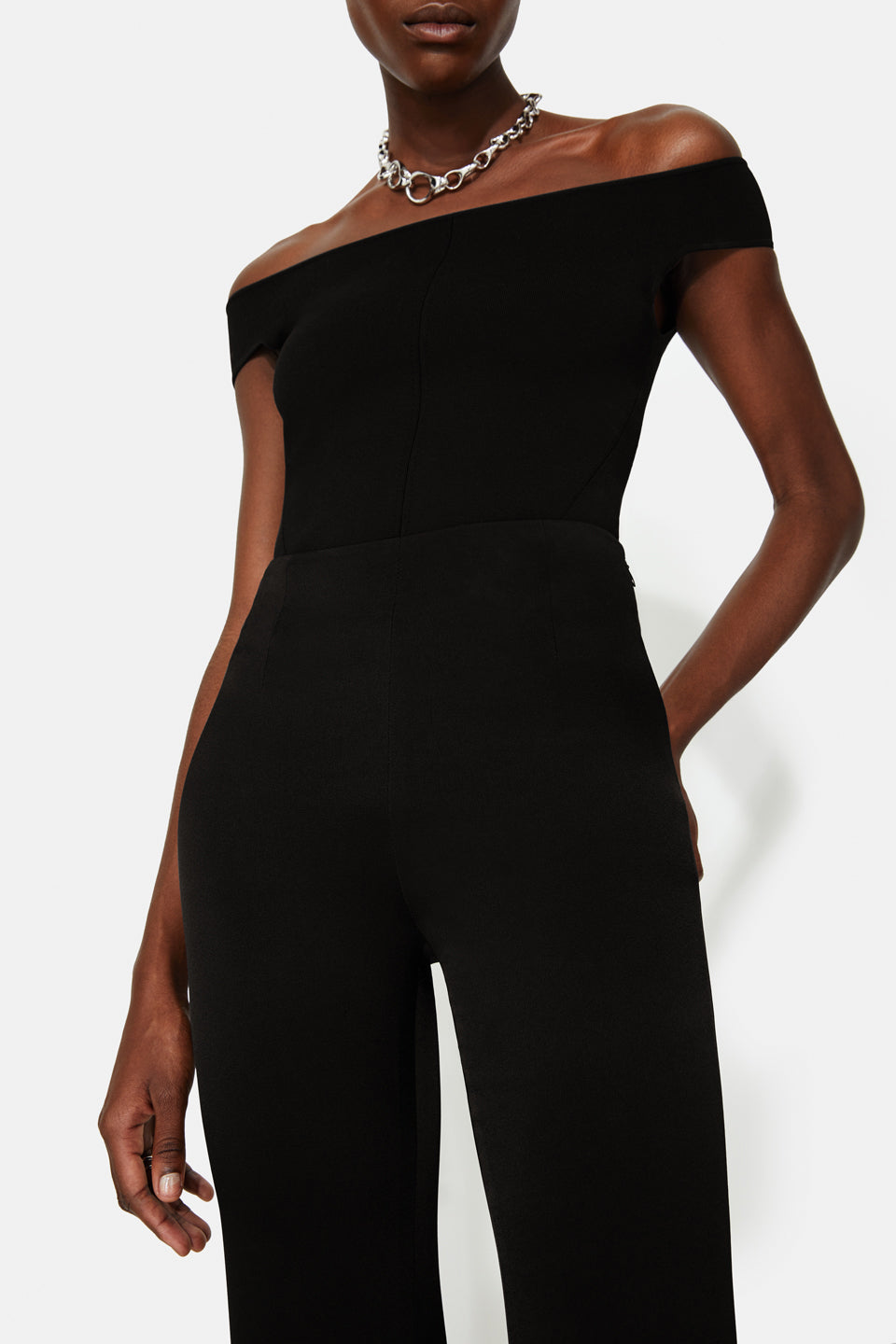 High Waisted Satin Trousers - Black